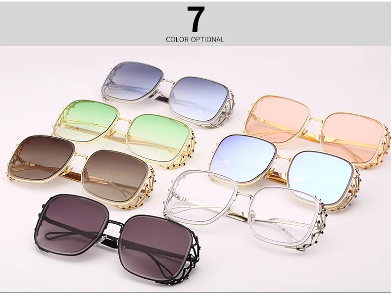 Женские Модные негабаритные Квадратные Солнцезащитные очки в винтажном стиле, алмазная оправа, стразы, блестящие солнцезащитные очки, UV400, для путешествий, Shades2018
