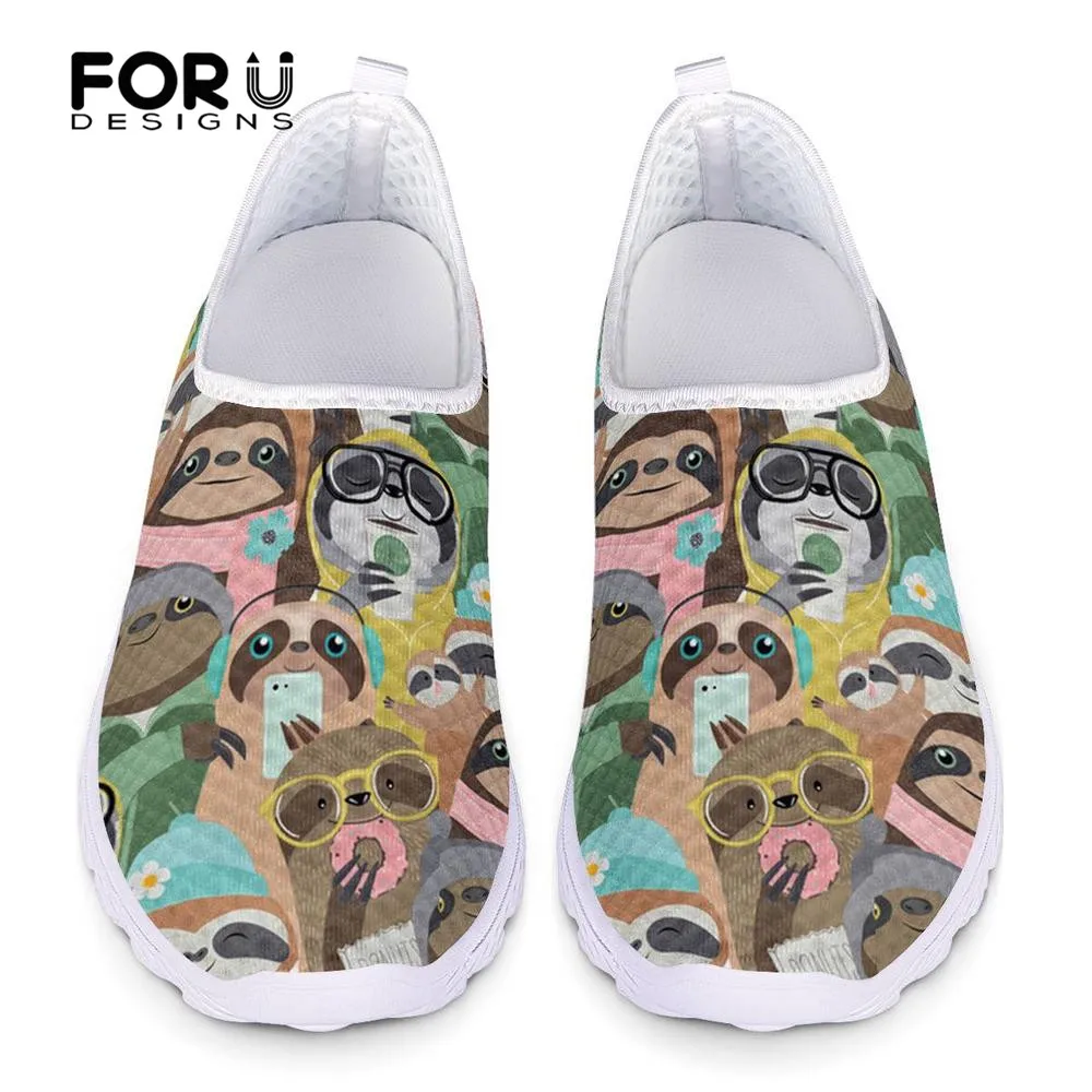 

FORUDESIGNS Cute Sloth Pattern Summer Women's Shoes Flats Sneakers Leisure Female Fashion Super Light Ladies Zapatos Mujer 2019
