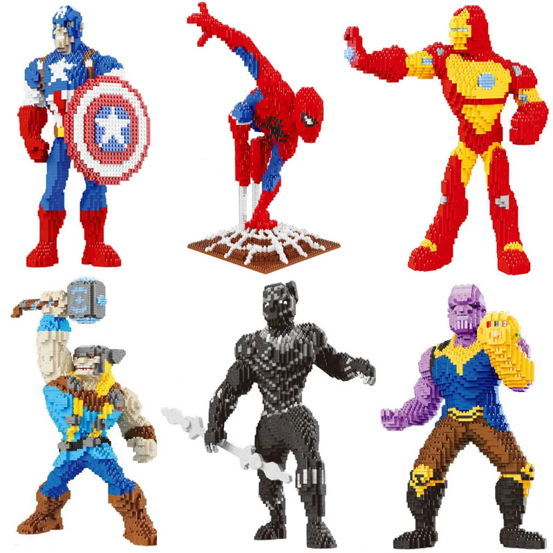

Balody DIY Building Diamond Blocks Toy Super hero Spiderman Thunder Thor Captain America Black Panther Marvel Avengers mario