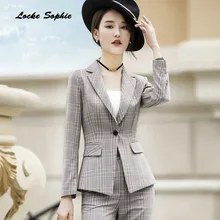 1pcs Womens Plus size Blazers coats 2019 Spring cotton Single buckle plaid Small Suits jackets ladies Skinny Blazers Suits coats