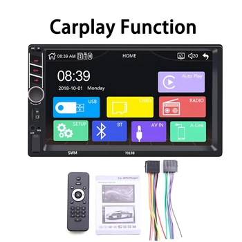 

Carplay Version 7 Inch Car Radio Player AUX FM MP4 MP5 Stereo Audio Support 1080P Video Rear View Camera Android Auto 7013B