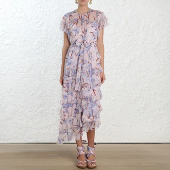 

Summer 2019 Dress Sexy Celebrity Short Print Ruffles Women Pink O Neck Night Club Strapless Body con Party Dresses Wholesale