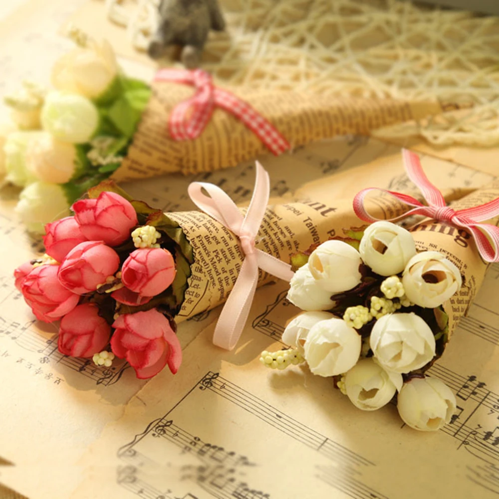 us 1 66 36 off diy vintage newspaper wrapping paper flower bouquet craft paper xmas gift home decor photography props artificial flowers in how to make paper flower bouquet at home