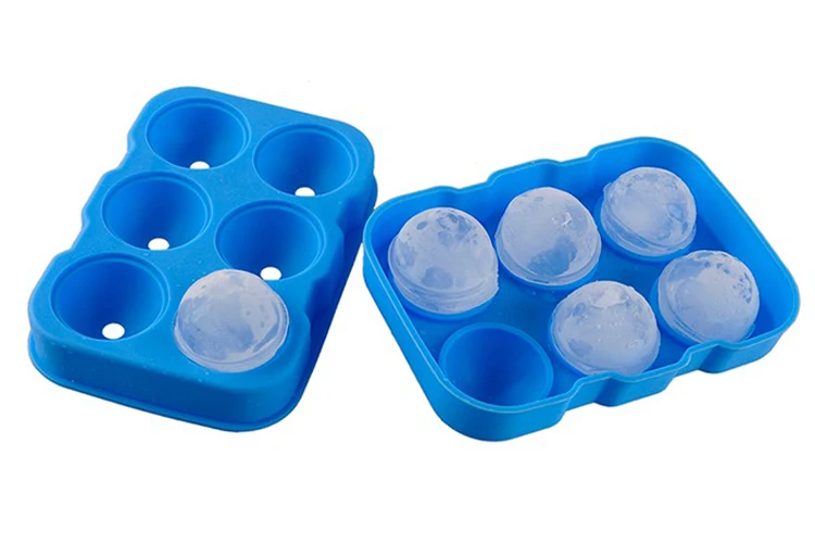 Whiskey Cocktail Ice Cube Tray Round Shaped Ice Ball Maker 6 Holes Silicone Ice Mold Cube DIY Ice Cream Bar Kitchen Accessories