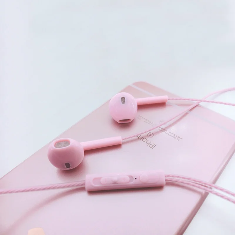 Розовые спортивные наушники проводные С микрофоном 3,5 мм наушники-вкладыши стерео наушники для компьютера сотовый телефон MP3 музыкальные наушники с микрофоном