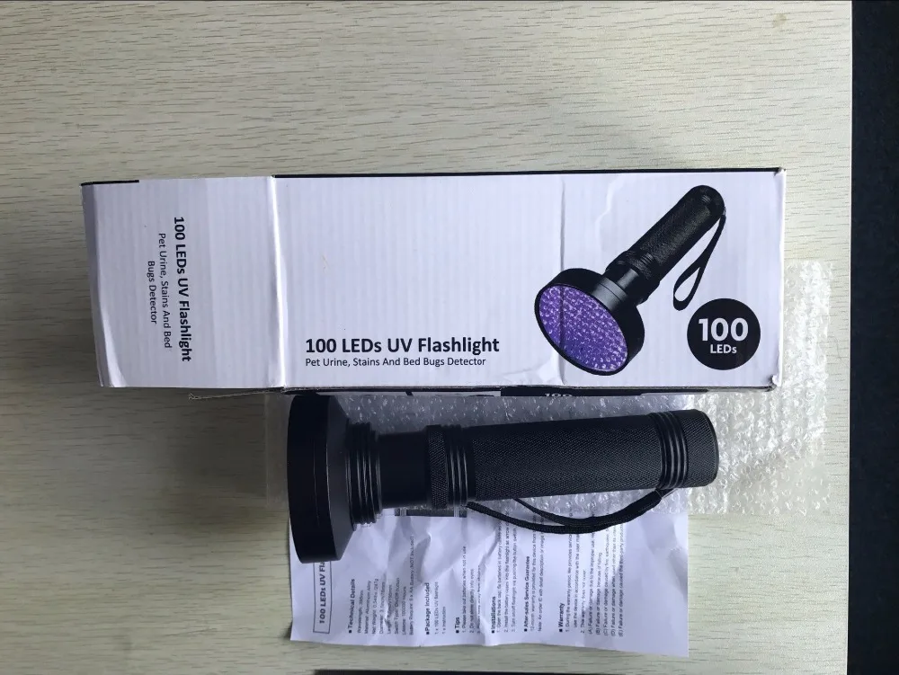 TopCom 395nm 100 LED УФ фонари Мощность ed на 6* AA 395nm Ультрафиолетовый Blacklight фонарик высокое Мощность УФ фонарик