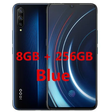 Официальный vivo celular iQOO мобильный телефон Android 9 Snapdragon 855 NFC type-C 4000mAh 44W быстрая зарядка крутой 4D игровой мобильный телефон - Цвет: 8GB  256GB blus