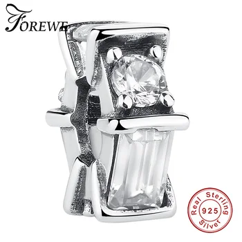 

FOREWE 925 Sterling Silver Ice Sculpture Spacer Beads with Clear CZ Fit Pandora Women Charms Bracelets DIY Silver Jewelry
