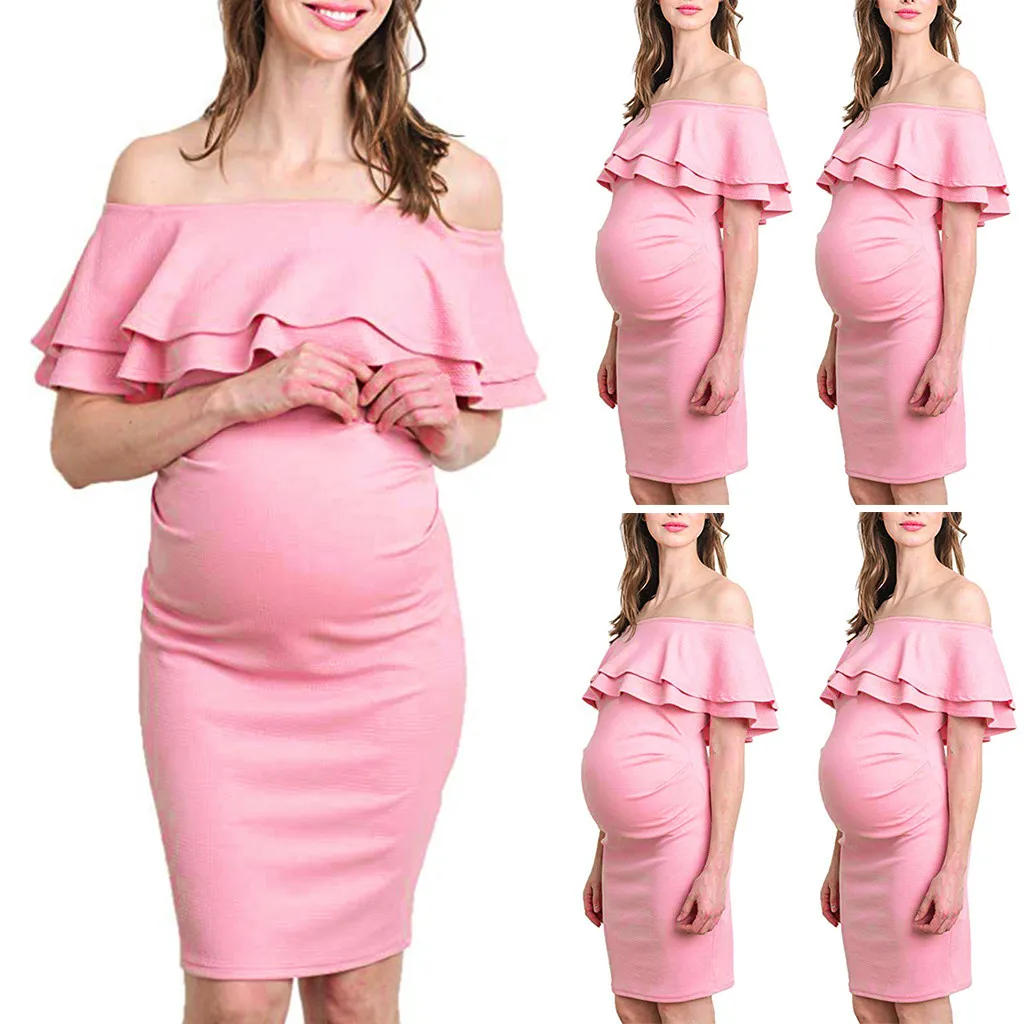 

Maternity dresses Ruffles Off-Shoulder for pregnant women sumemr Casual nursing sexy evening pregnancy dress photography vestido