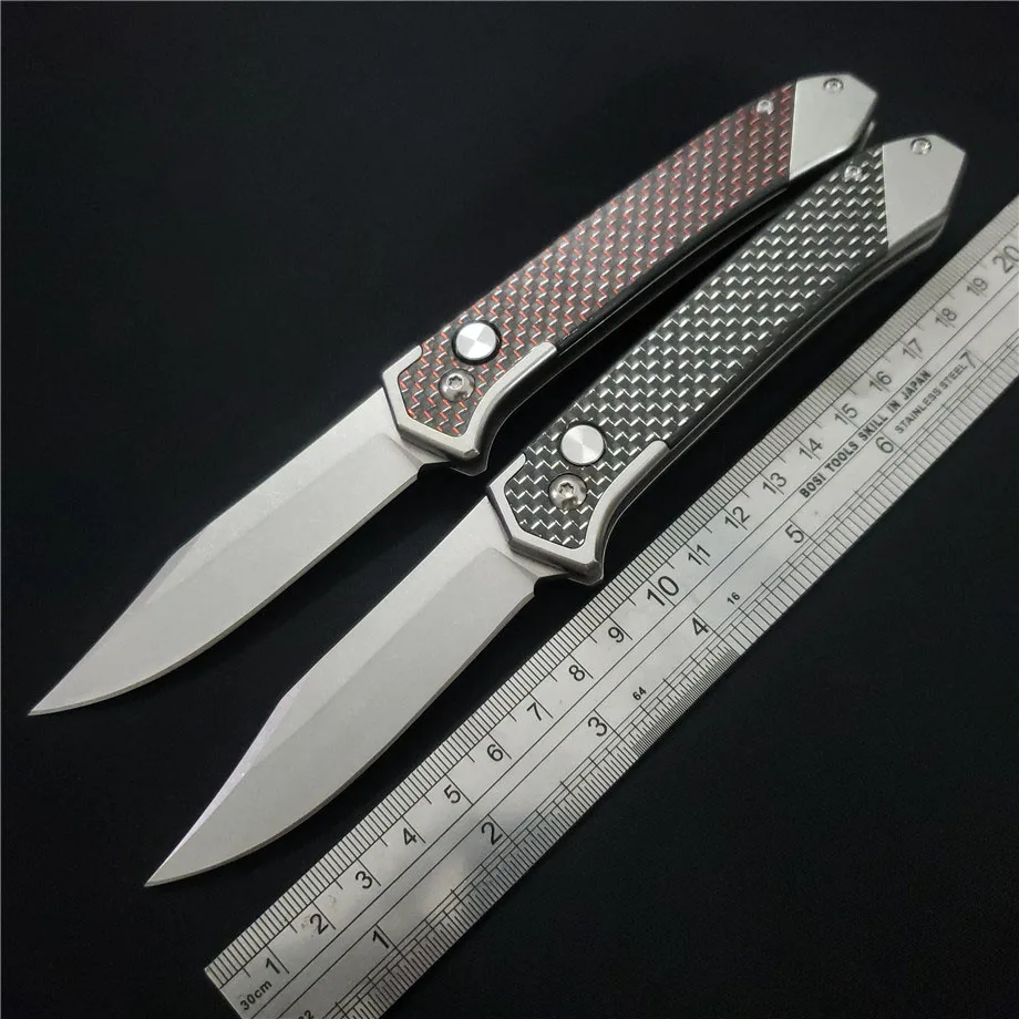 

Gryan Store Horizontal stiletto Folding Knives 8Cr13 Blade CF Handle Outdoor Tactical Camping Survival Pocket Knife EDC Tools