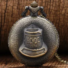 Античный стимпанк папа Бронзовый ACDC Hells Bell кварцевые карманные часы с цепочкой модное ожерелье с кулоном в ретро-стиле мужские подарки на день отца