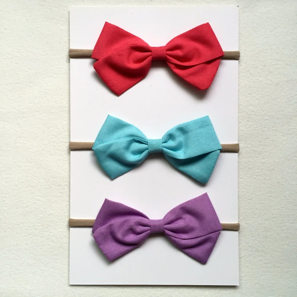 

3pcs/pack Girls Hair Bow Headband Handmade Hairbow Headbands Soft Nylon Headwear elastic hair accessories Cotton Head band