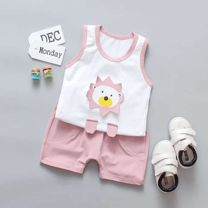  cotton Sleeveless Children's Clothing Sleepwear Pajamas Suit Kids Pyjamas Set Cartoon Nightclothes 