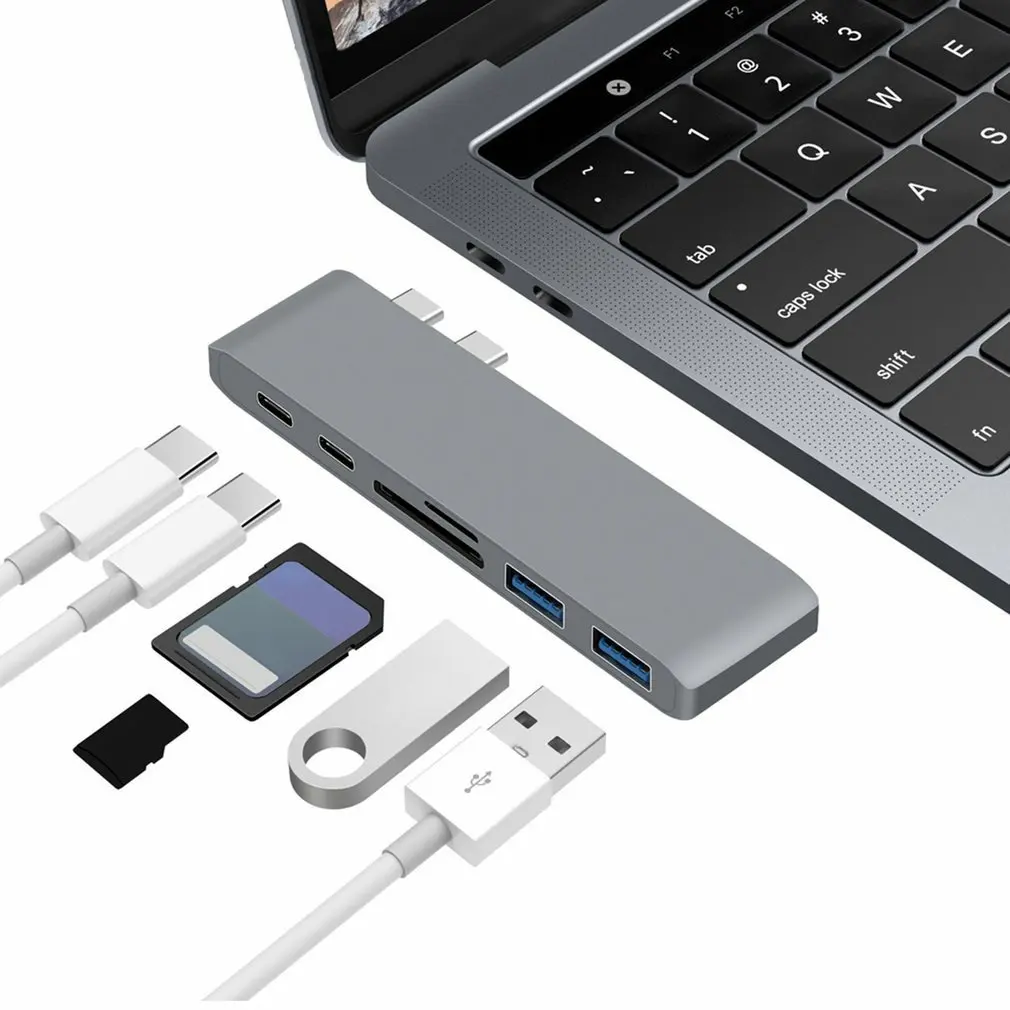 

USB Hub type-c hub to hub + card reader + PD charging 4K HD 6-in-1 converter Multimedia Interface Extension Adapter