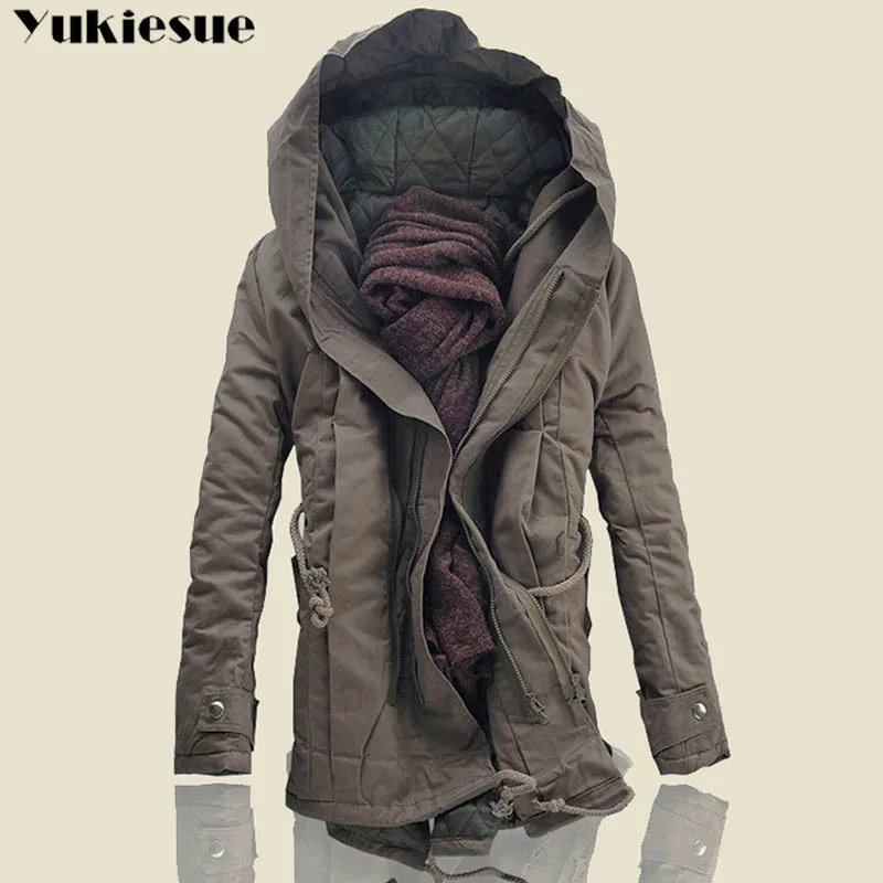 Online 2018 neue Männer Gepolsterte Parka Baumwolle Mantel Winter Mit Kapuze Jacke Mens Fashion große größe Mantel Dicke Warme Parkas Schwarz armee grün 6XL