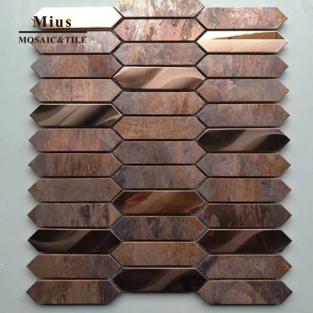 Metal copper mosaic tile floor tile eall decortion-in Wallpapers from
