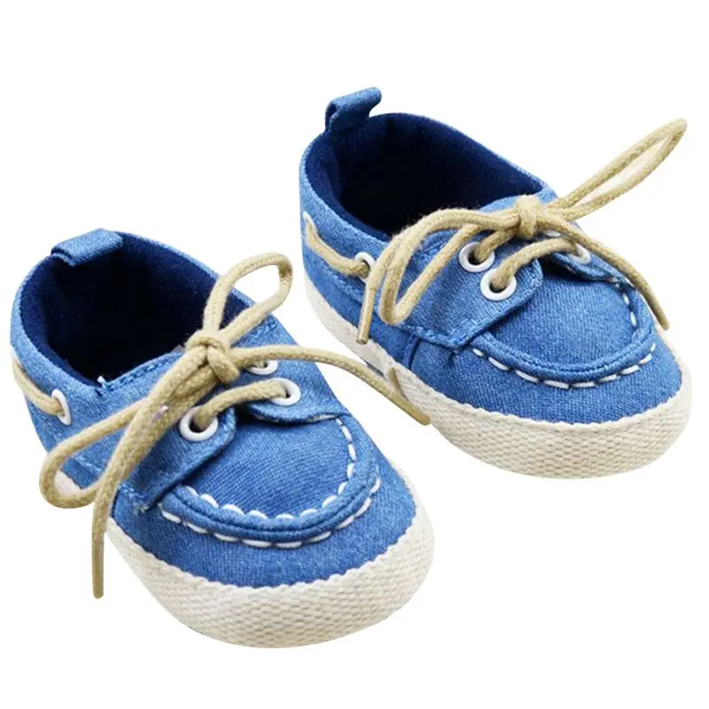 Для маленьких мальчиков и девочек, которые только начинают ходить мягкая подошва детская парусиновая обувь со шнуровкой сникер детская обувь для детей, начинающих ходить; для новорожденных; обувь для детей - Цвет: Синий