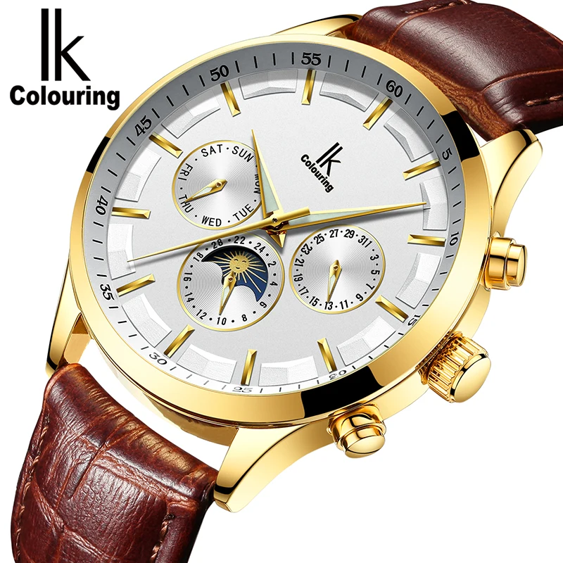 

IK Wrstwatches Man Watches Mult-functional Automatic Men's Day/Week Moonphase Mechanical Wristwatch Original Box Free Ship