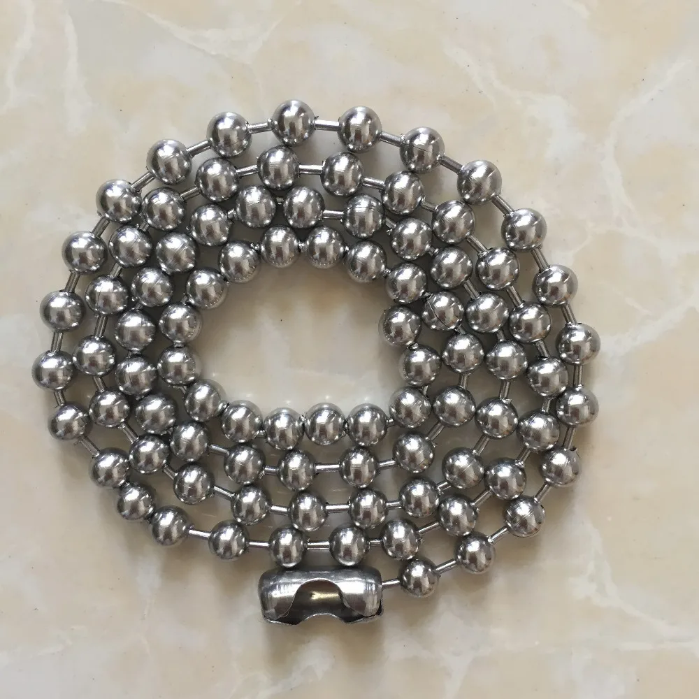 Stainless Steel Round Bead Chain Necklaces, Ball Beads Necklace 46mm