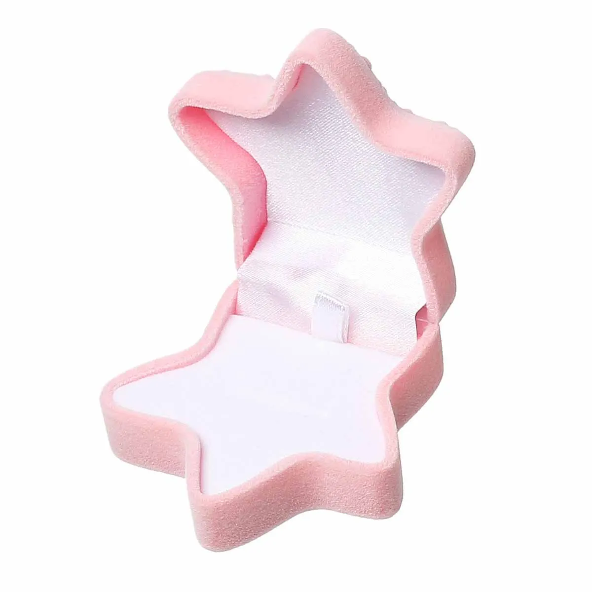 Plastic + Velvet + Foam Jewelry Ring Gift Boxes Star Pink 6.3cm(2 4/8