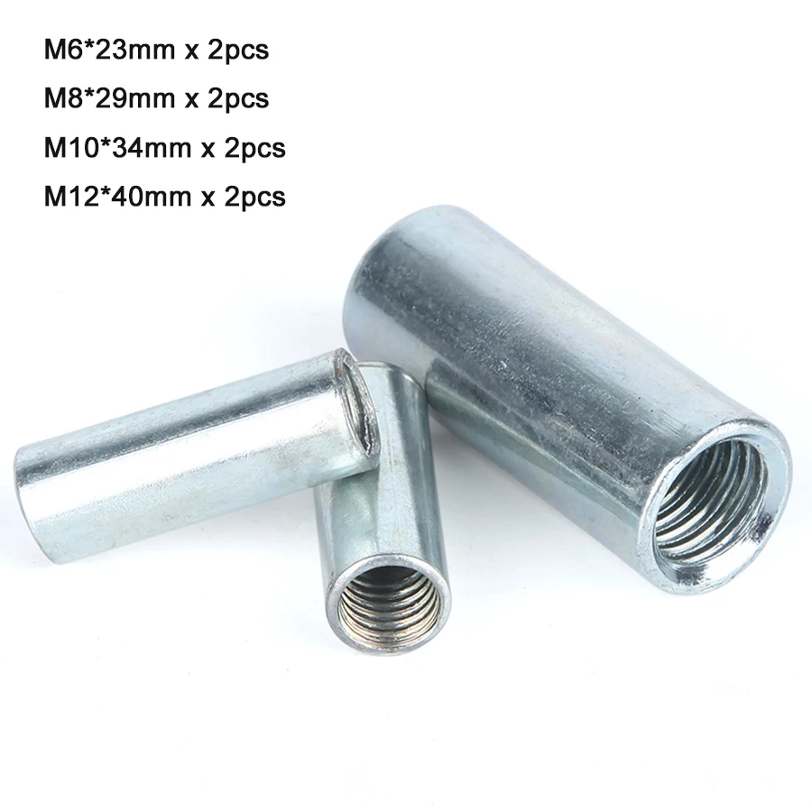 

8Pcs M6 M8 M10 M12 Round Joint Nut Threaded Rod Bar Stud Round Coupling Connector Nut To Connect Two Threaded Parts Together Kit