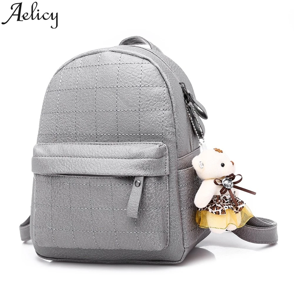 Aelicy 2019 модные женские туфли медведь кукла подвеска сладкий женский рюкзак путешествия пакет кожа плечевая сумка школьный портфель для