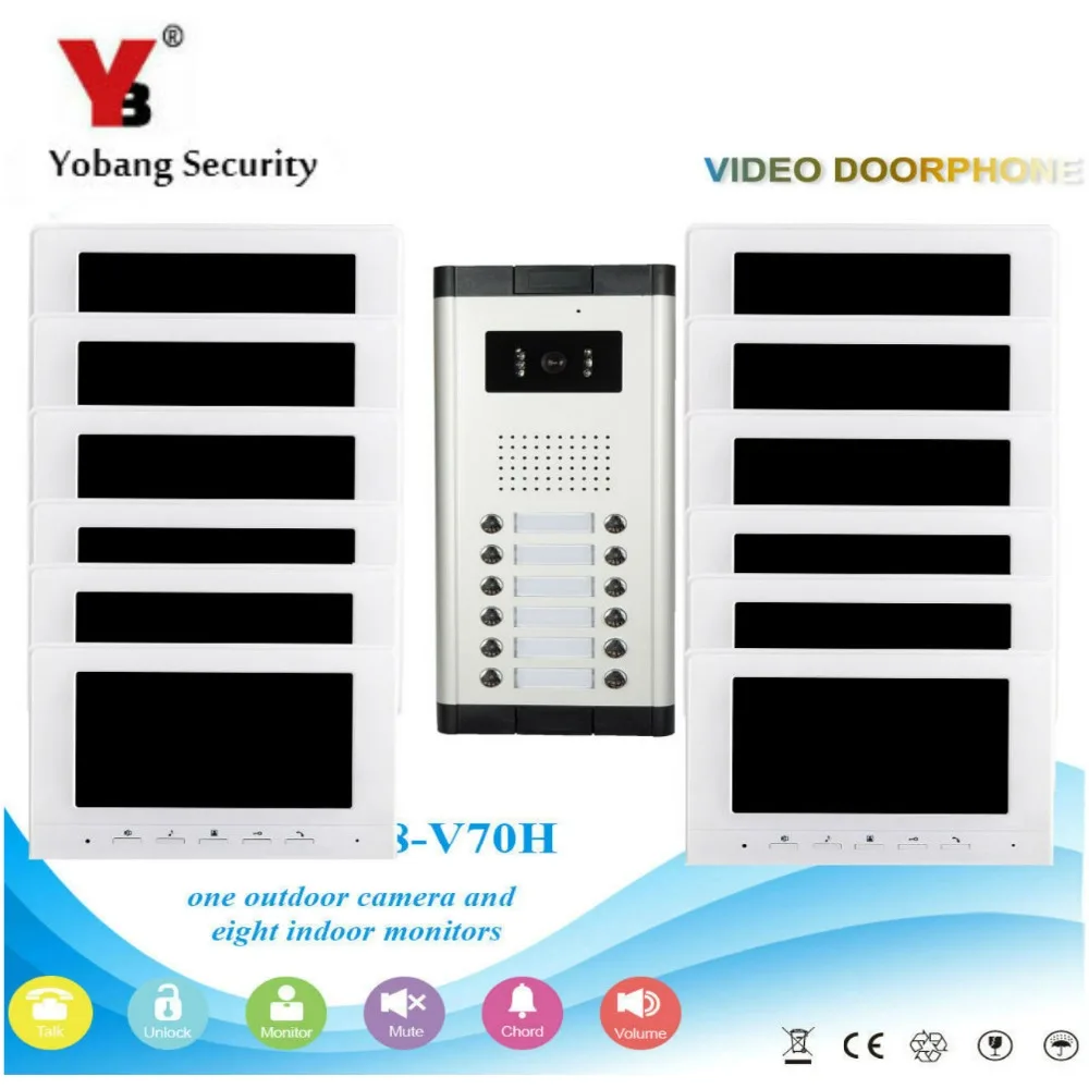 Yobang Security Wired 7 Inch LCD 12 Apartment Building Access Control Home Gate Security Kit System for 10 Families Apartment Yobang Security Wired 7 Inch LCD 12 Apartment Building Access Control Home Gate Security Kit System for 10 Families Apartment