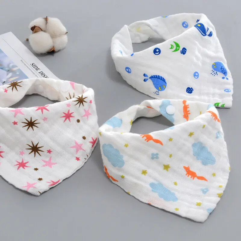 1pcs Baby Kids Cotton Bandana Bibs Cartoon Feeding Saliva Towel Dribble Triangle Bib Baby Eating Accessory Soft Baby Stuff