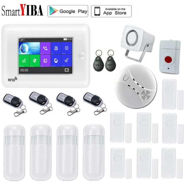 $US $85.77  SmartYIBA APP Control Touch Screen 4.3 Inch Wifi GSM Wireless Home Security Alarm System Video IP C