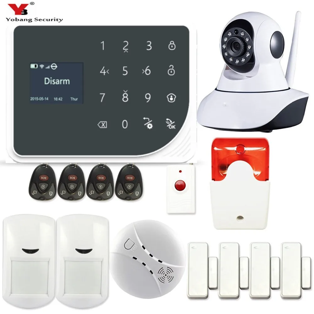 

YoBang Security GSM GPRS Alarm System WIFI Security Alarm System Application Remote Control Video IP Camera Door/Window Sensor.
