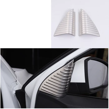 

lsrtw2017 titanium black stainless steel car A post triangle trims decoration for volkswagen t-roc 2017 2018 2019 2020