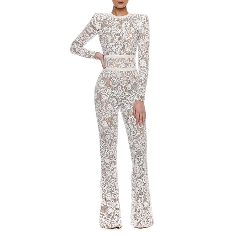 INDRESSME 2019 новые женские модные кружевные бандажные комбинезоны Сексуальные