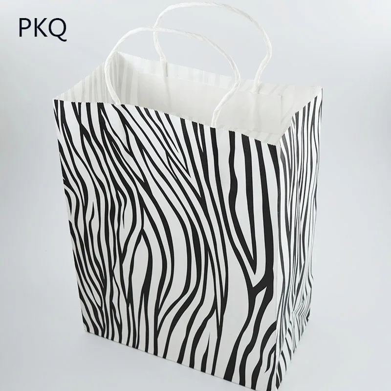 10 Pieces Zebra Striped Gift Bags with Handles 21*11*27 cm Birthday