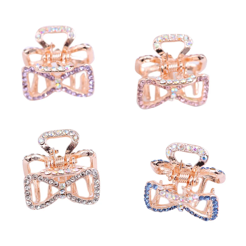

4pcs Mini Hair Claws Hollow Bowknot Small Spring Alloy Hair Clip for Kids