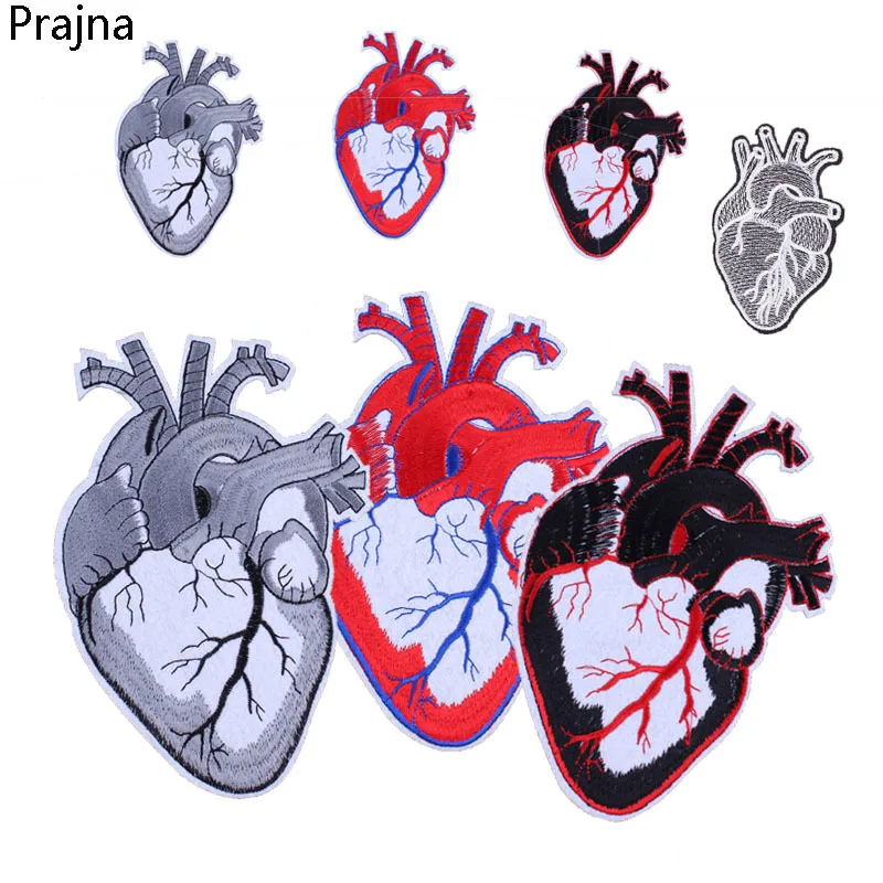 

Prajna Stalk Heart Patch Iron On Embroidery Patches For Clothes Punk Rock Biker Patch Jacket Badge Applique Fabric Parches DIY