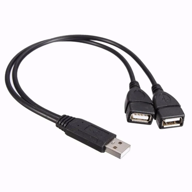 USB 2.0 A Male plug to 2 dual USB A Female jack Y splitter Hub adapter