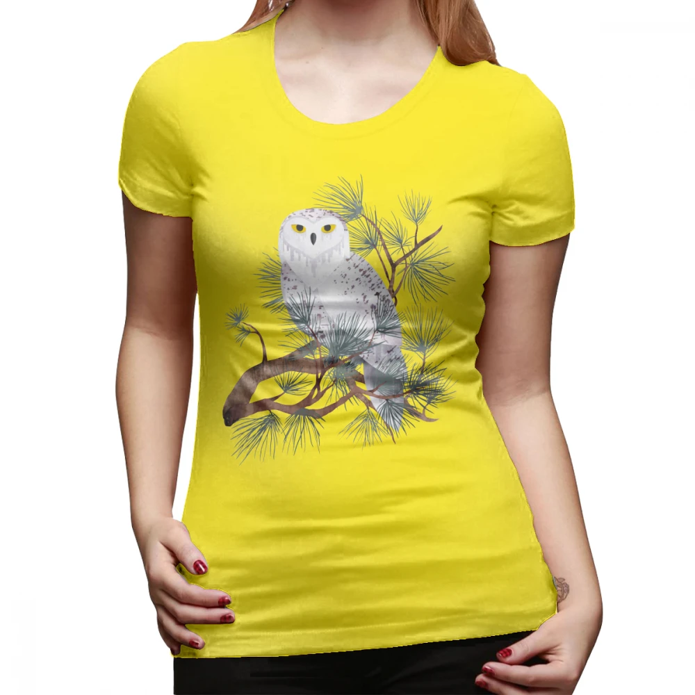 Футболка с совой Снежная Футболка XL графическая женская футболка уличная одежда забавная серая хлопковая женская футболка с круглым вырезом и коротким рукавом - Цвет: Цвет: желтый