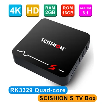 

SCISHION S Android TV Box Android 8.1 2GB/16GB RK3229 Quad-core 4K UHD H.265 VP9 DLNA WiFi LAN RJ45 Ethernet HD Media Player New