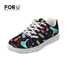 FORUDESIGNS/Женские повседневные кроссовки на плоской подошве; женские кроссовки в стиле барбершоп с рисунком косметолога; женская дышащая сетчатая обувь для девочек