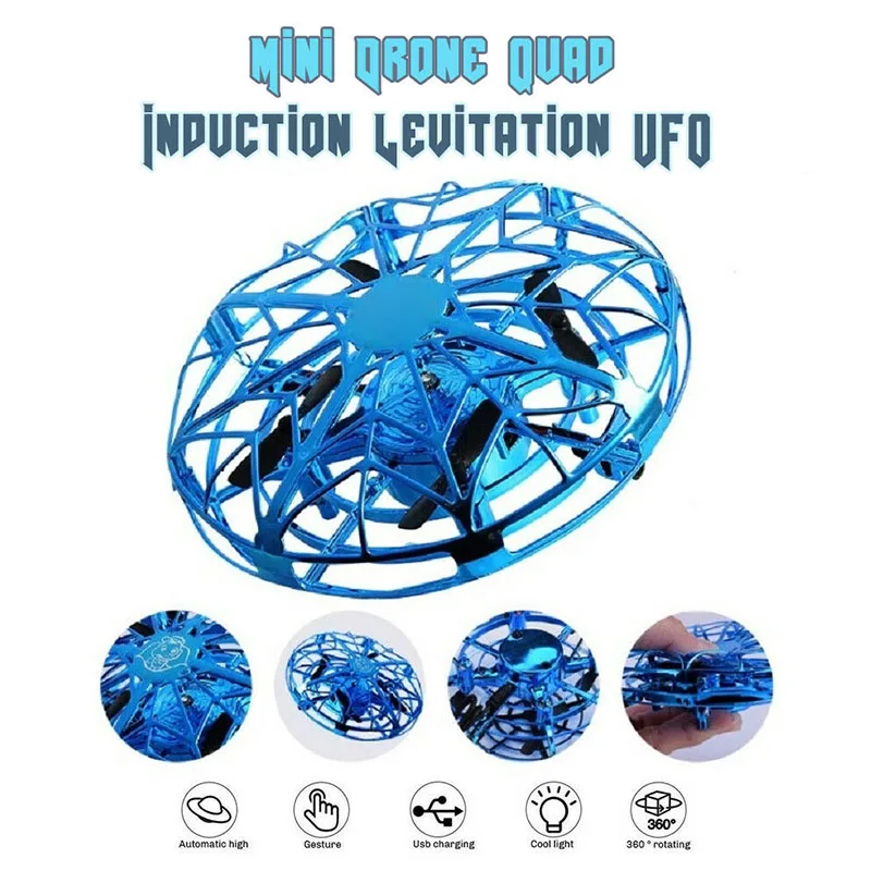 

Mini Drone Quadcopter Induction Levitation UFO LED Light USB Charging Gift for Children HG99