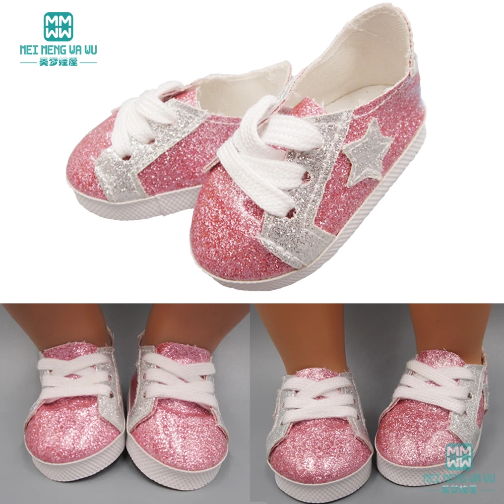 Новинка 7,5 см обувь для куклы 43 см аксессуары для куклы новорожденного и американская кукла модные розовые глянцевые кроссовки