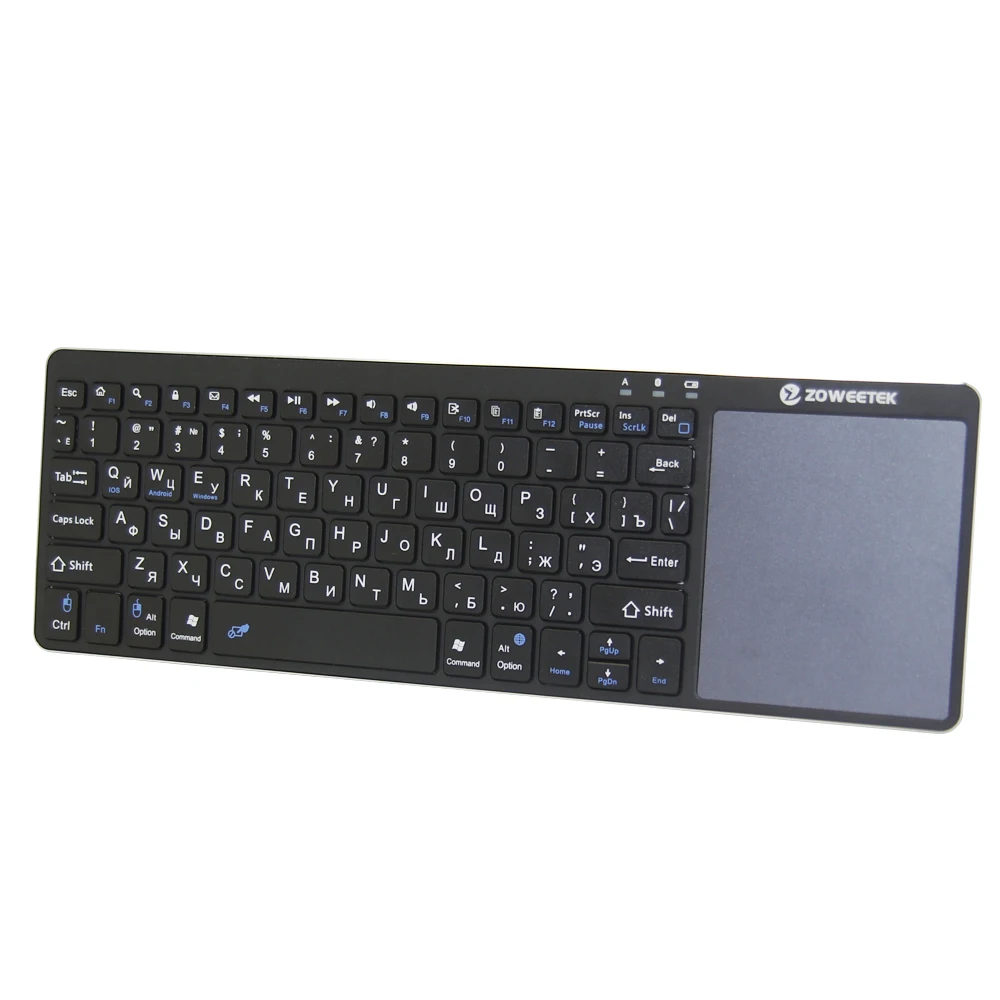 Беспроводная мини клавиатура Zoweetek с Bluetooth сенсорная панель на русском английском - Фото №1