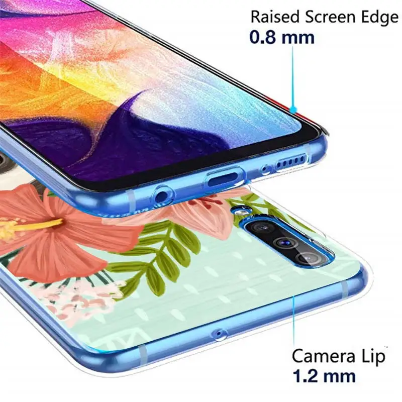 Серый Ленивцы и цветами силиконовый чехол для samsung Galaxy A50 A70 A40 A20e A10 A30 A80 A6 A8 плюс A7 A9 прозрачный TPU силиконовый блестящий чехол