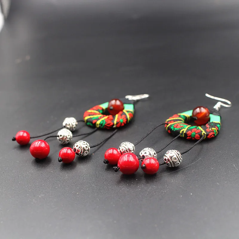 Yanting Long Tassel Earrings With Natural Stones Handmade Knitted Chinese Vintage Boho Earrings For Women Ethnic Brincos 098 (5)