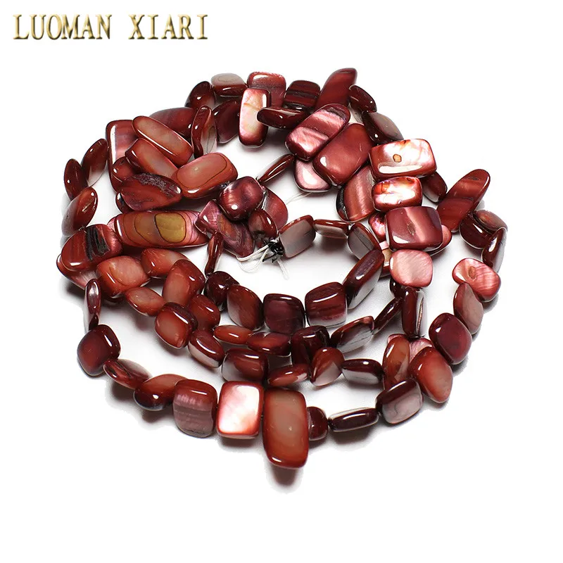 

Wholesale 9-16 mm Irregular Dyed Deep Red Natural Shell Side Hole Beads For Jewelry Making Strand 34 '' DIY Necklace Bracelet