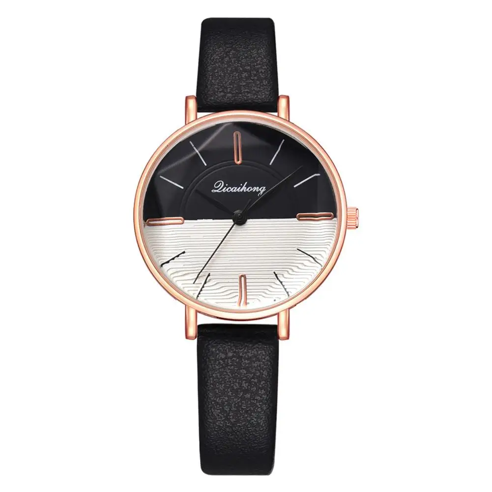 horloge dames Unisex Dual Color Round Dial No Numbers Quartz Analog