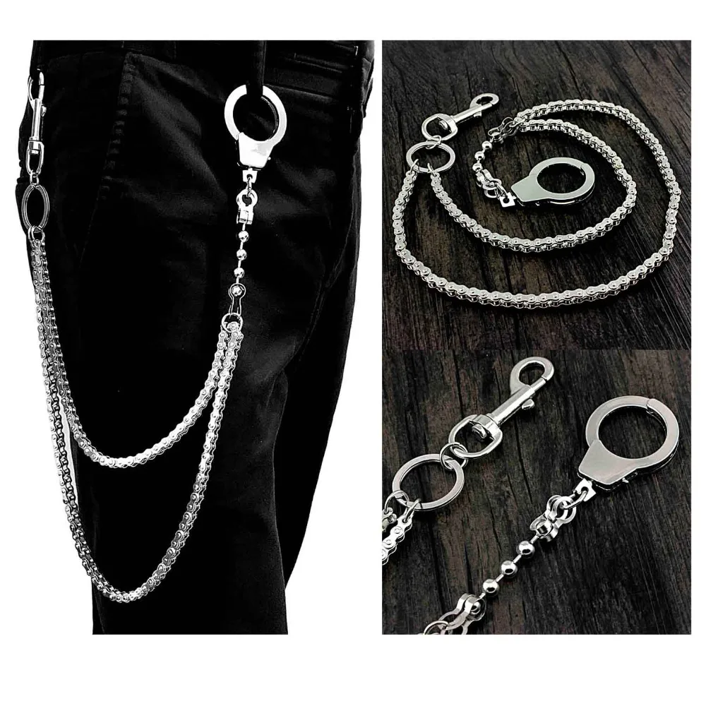 Hip Hop Rock Metal Motorcycel Beads Chain Pants Trousers Chain Jeans