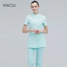 Viaoli, короткий рукав, круглый вырез, женское медицинское пальто, Униформа, медицинская лабораторная куртка, больница, доктор, тонкая, несколько цветов, брюки+ рубашка