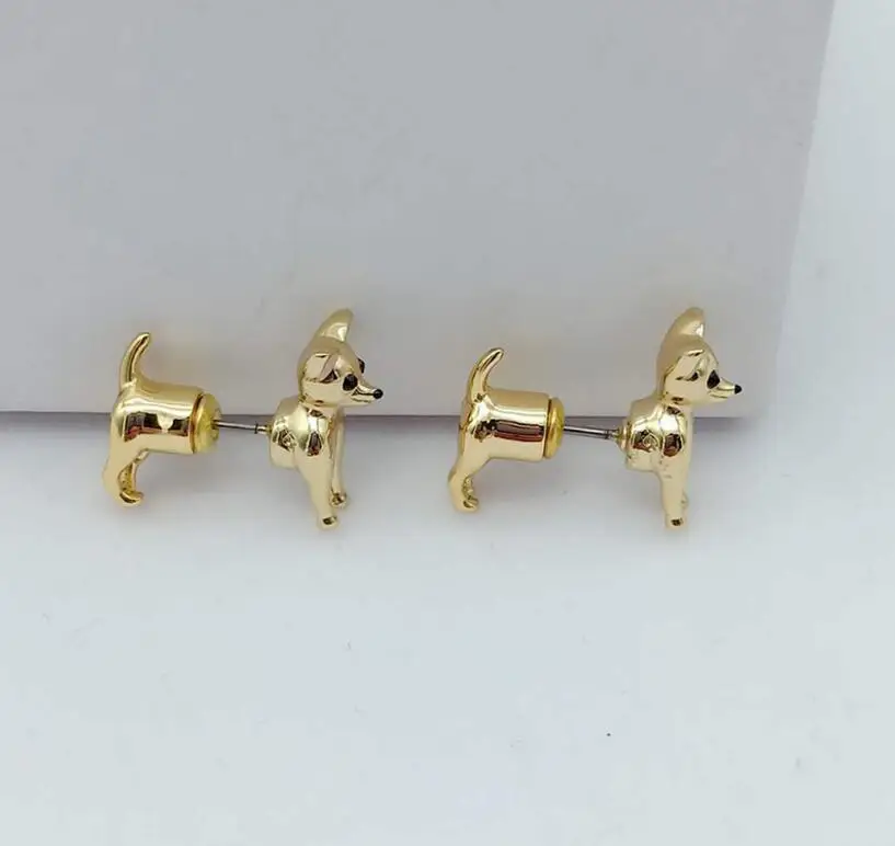 Cszjd Роскошные ювелирные изделия высокого качества медь милая собака породы чихуахуа ожерелье - Окраска металла: Stud earring