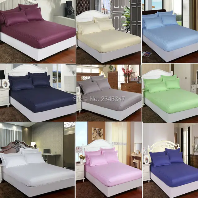 quality 100 cotton hotel home satin stripes twin full queen king purple queen fitted sheet